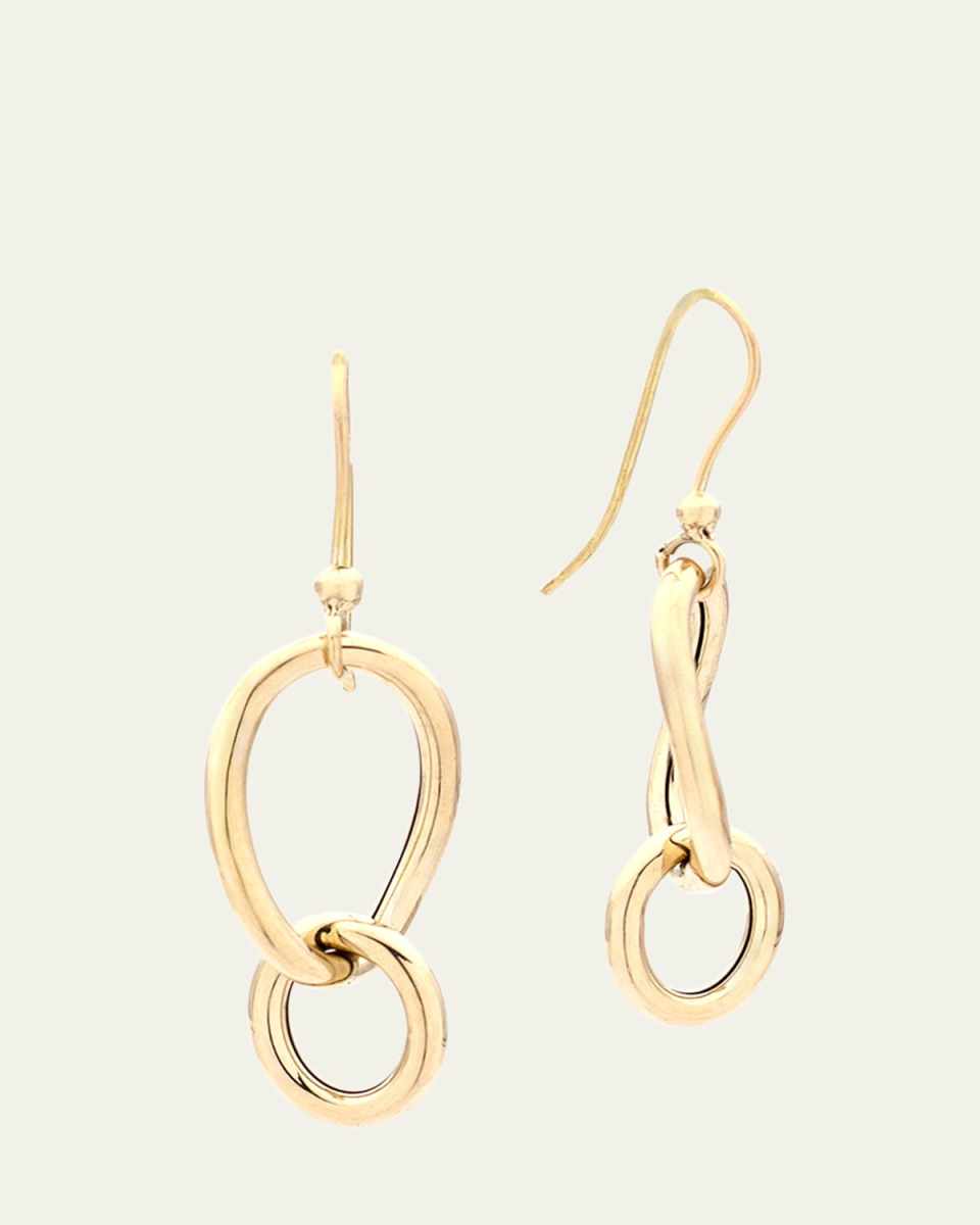 18K Yellow Gold Oval Drop Earrings